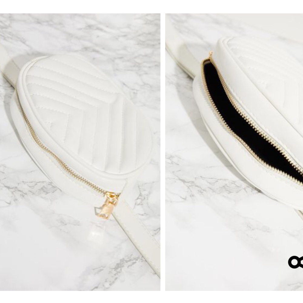 White Chevron Quilted Fanny Pack